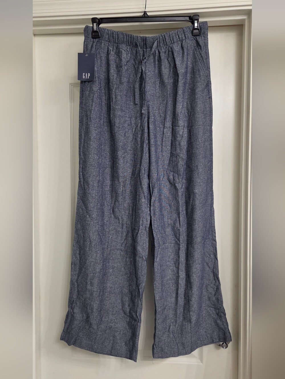 GAP Drawstring Wide-Leg Pants in Chambray Blue